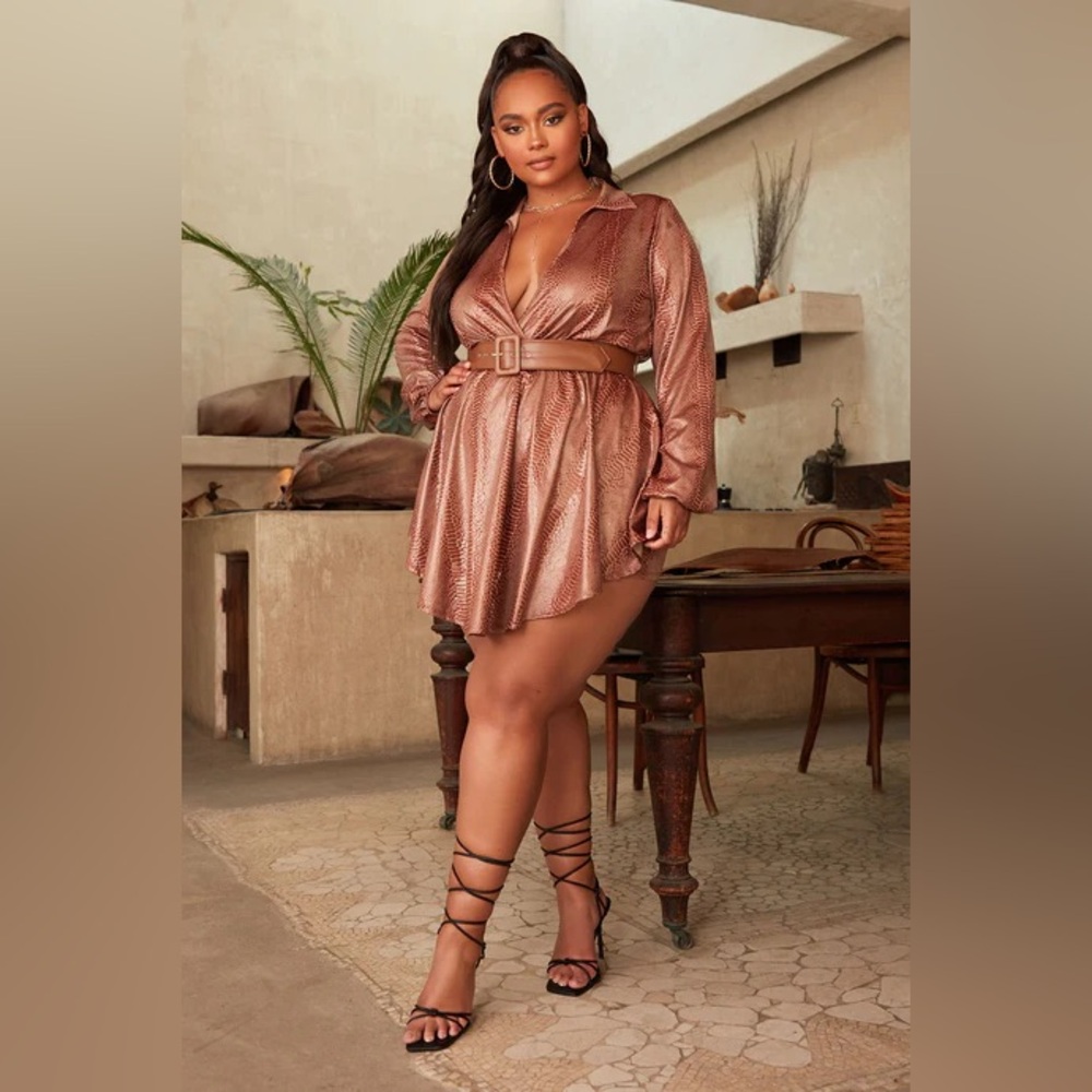 Stylish Metallic Dress with Belt